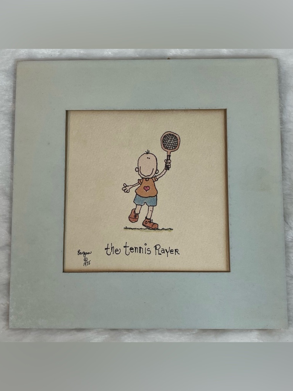Vintage 1975 William Eagan Art Print "The Tennis Player" Matt Frame